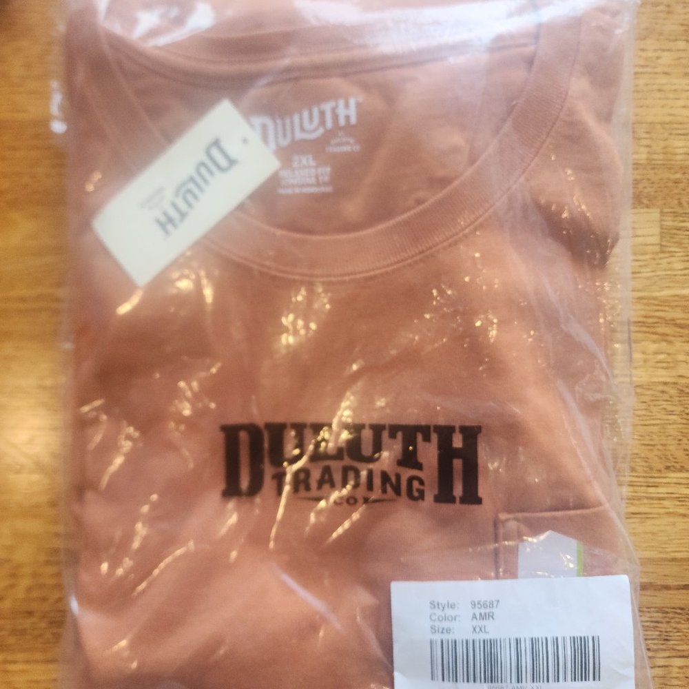 Duluth Trading Men's Longtail T Relaxed Fit Long Sleeve Crew Pocket XXL Orange